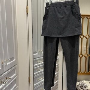 Gray Skirted Leggings with Black Accents